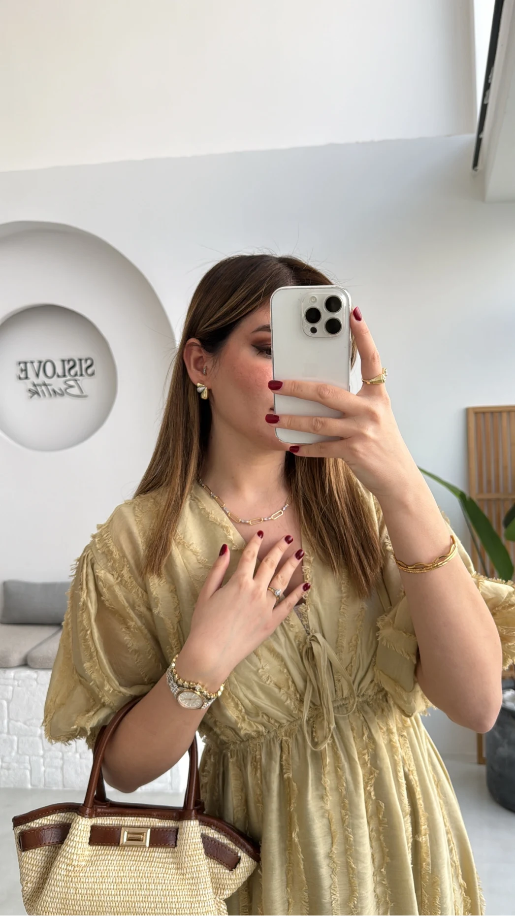 Alise Püsküllü V Yaka Balon Kol Elbise - Yeşil - Kod: 3075