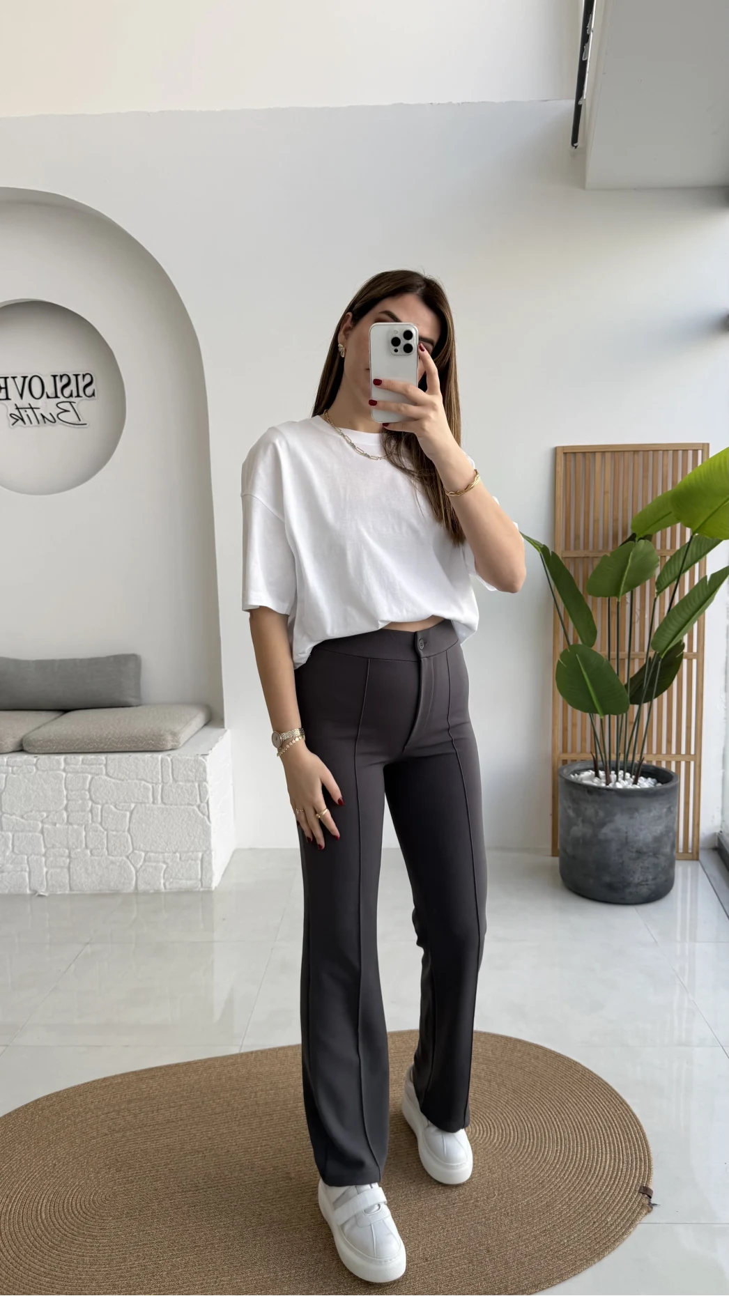 Sis Panto - Çimalı Ful Likralı Pantolon - Antrasit - Kod: 1710