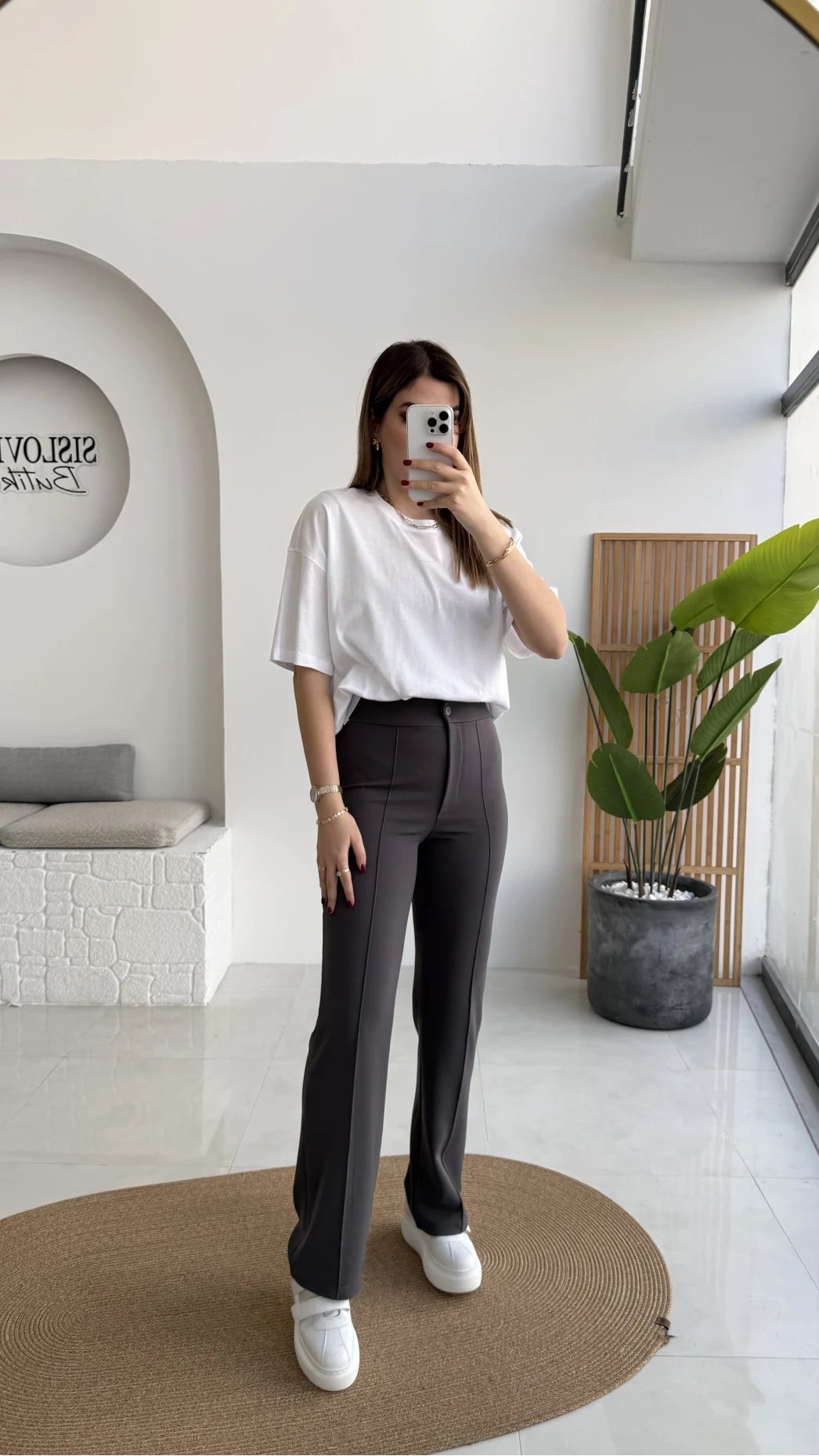 Sis Panto - Çimalı Ful Likralı Pantolon - Antrasit - Kod: 1710