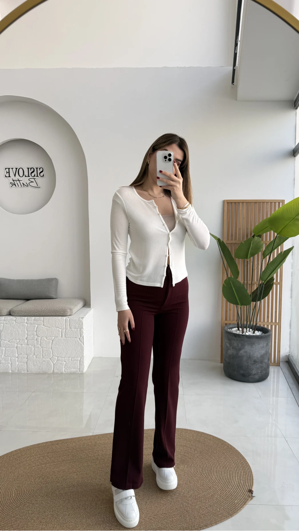 Sis Panto - Çimalı Ful Likralı Pantolon - Bordo - Kod: 1710