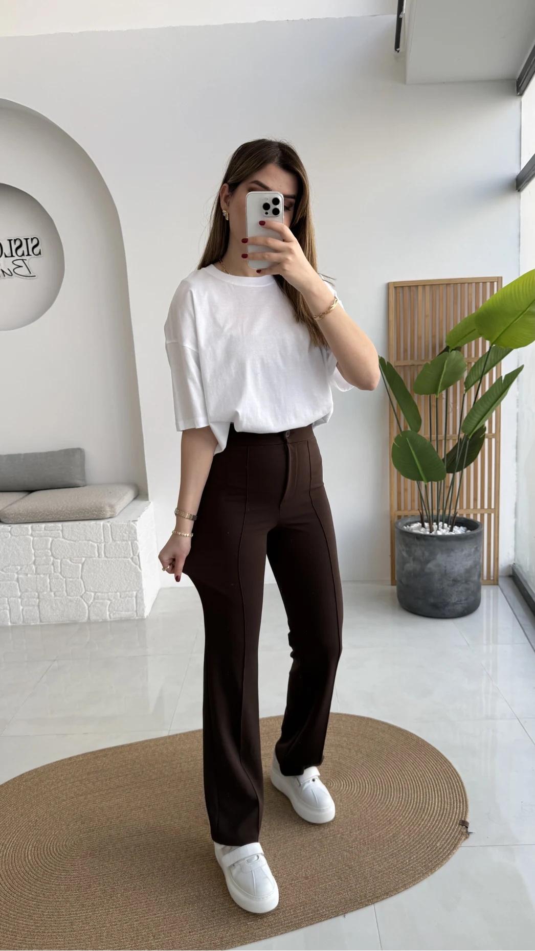 Sis Panto - Çimalı Ful Likralı Pantolon - Kahverengi - Kod: 1710