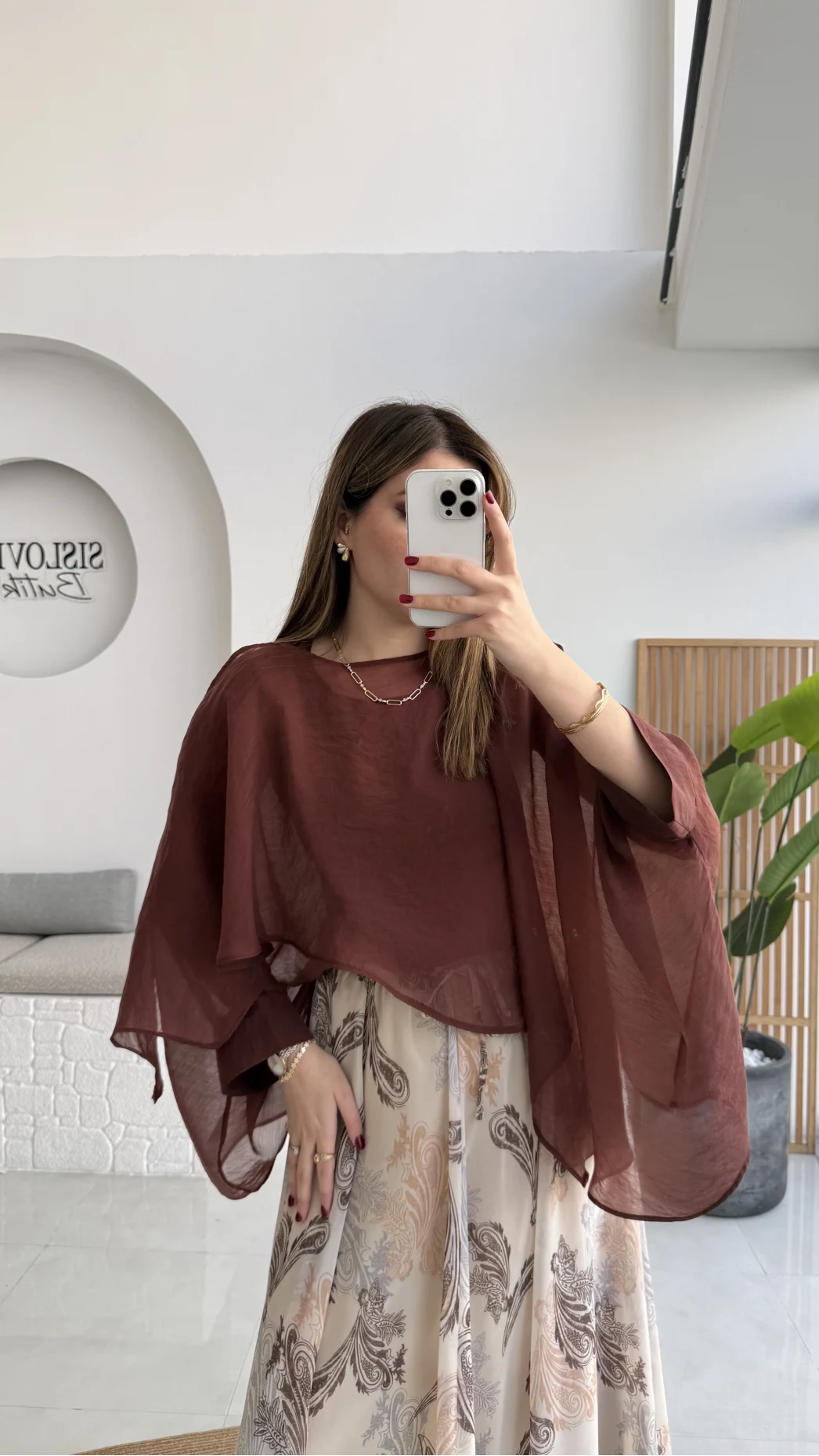 Uçuşan Pelerin Bluz - Tarçın - Kod: 5026