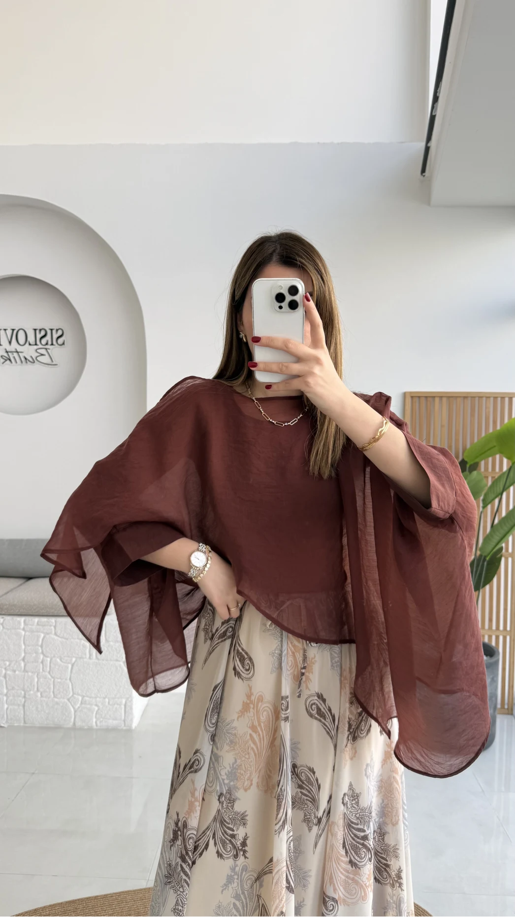 Uçuşan Pelerin Bluz - Tarçın - Kod: 5026