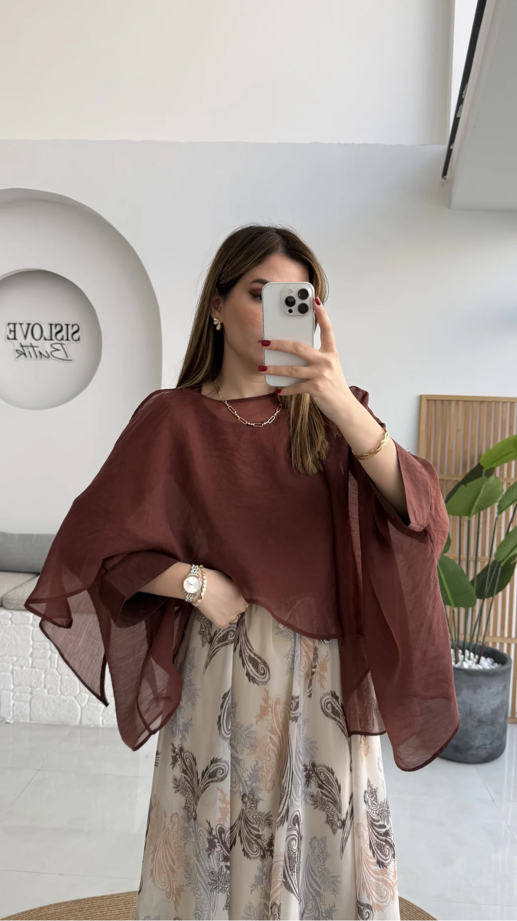 Uçuşan Pelerin Bluz - Tarçın - Kod: 5026