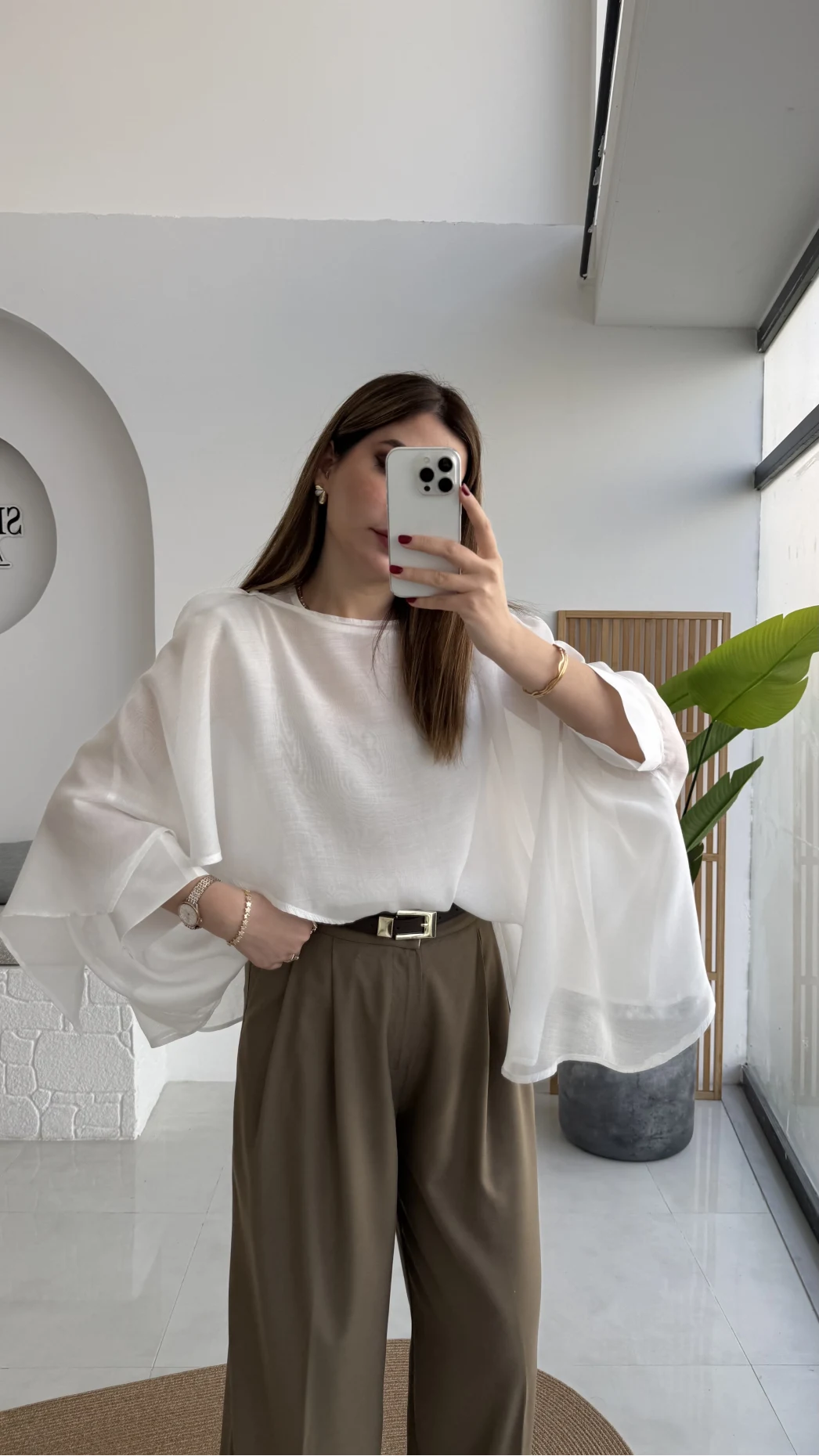 Uçuşan Pelerin Bluz - Beyaz - Kod: 5026