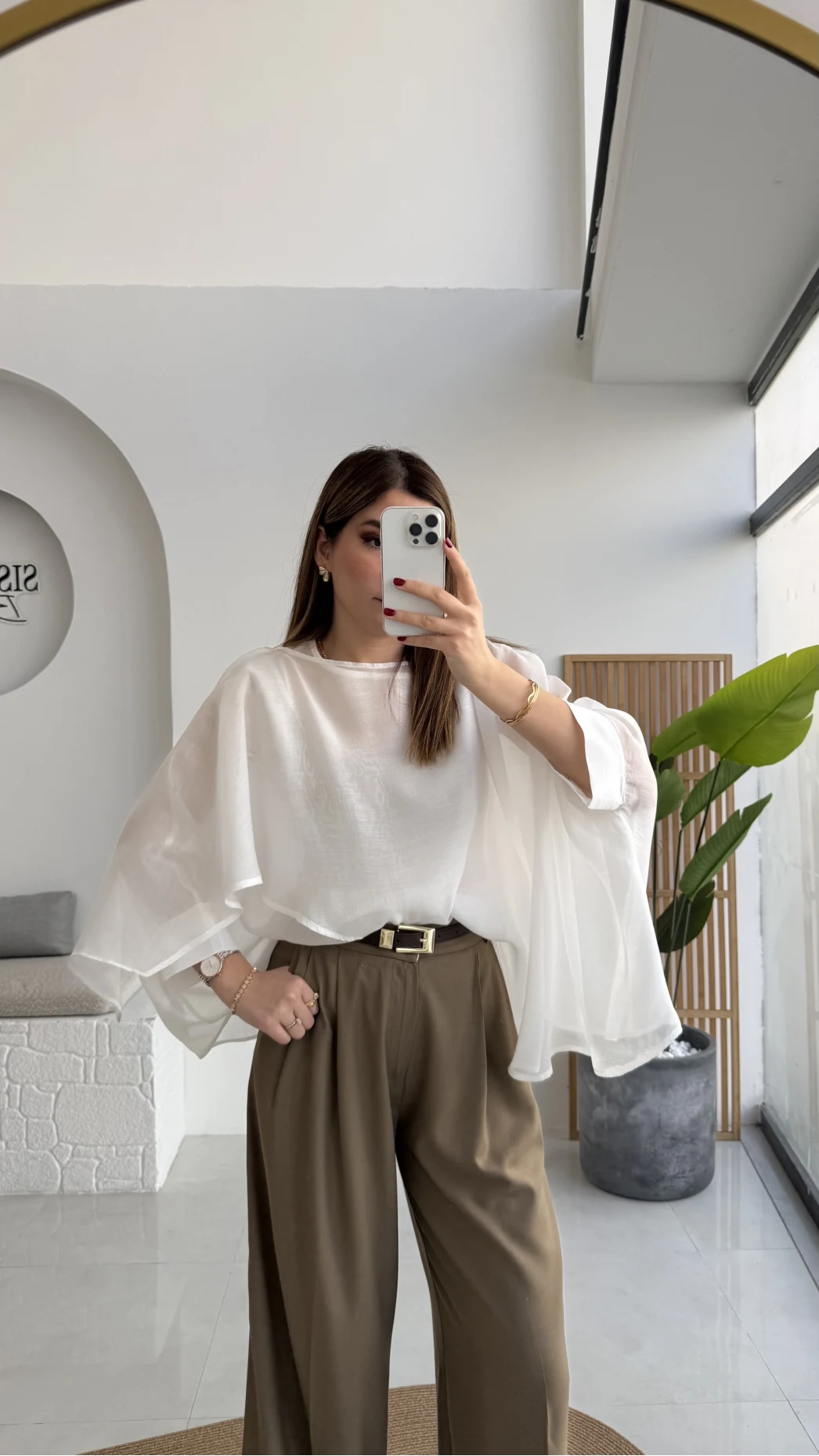 Uçuşan Pelerin Bluz - Beyaz - Kod: 5026