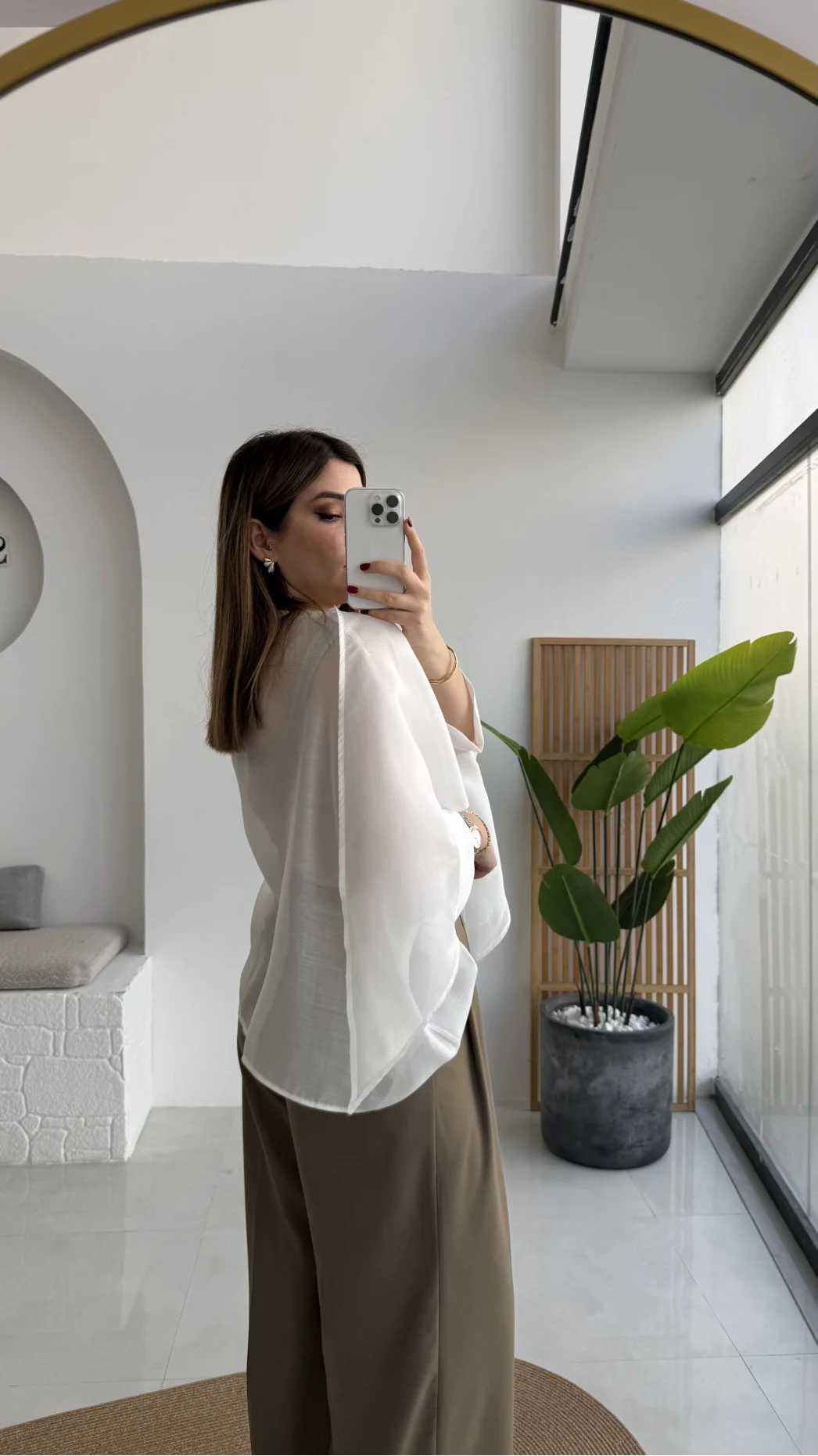 Uçuşan Pelerin Bluz - Beyaz - Kod: 5026