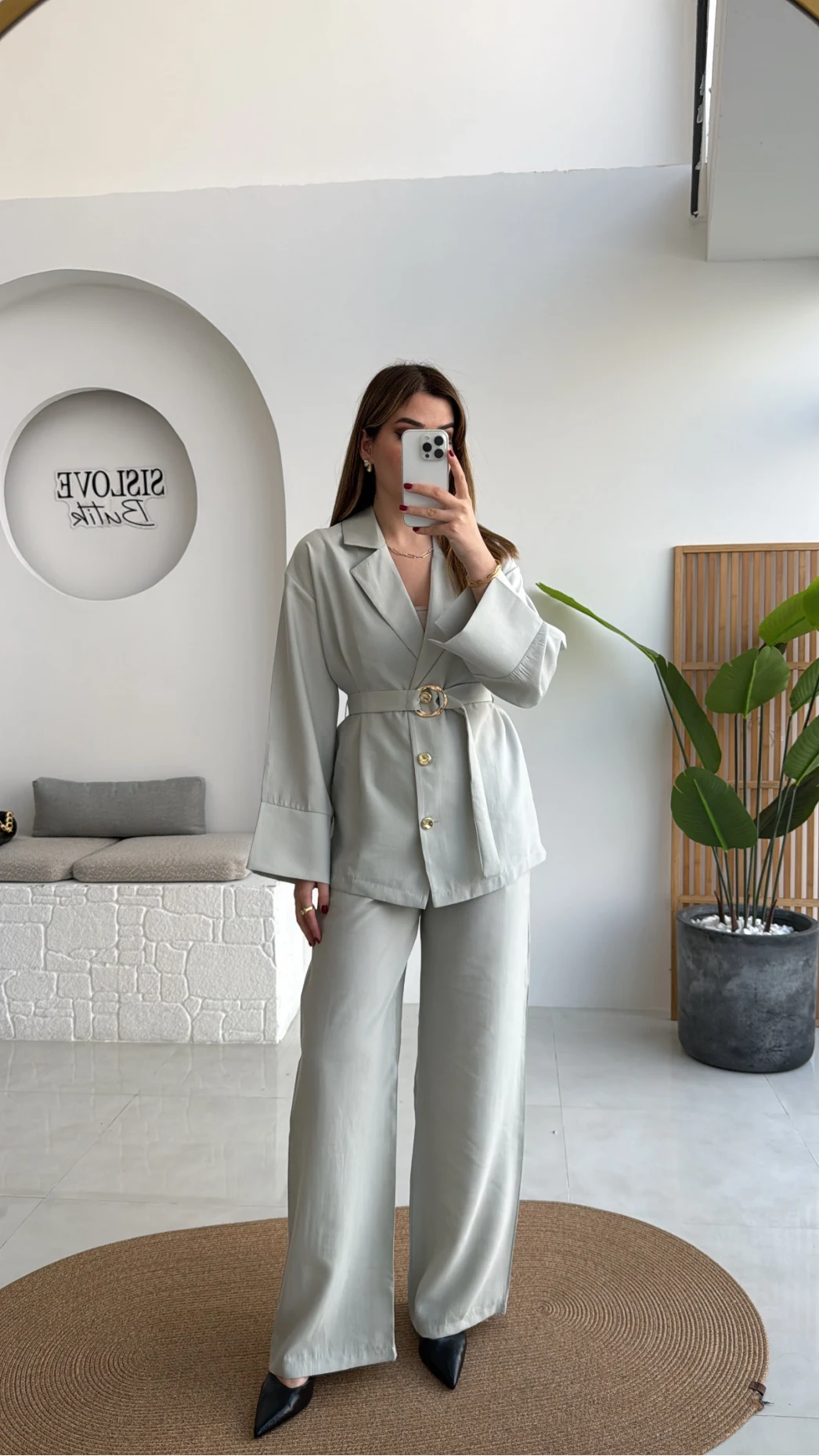 Toka Detay Kemerli Tunik Takım - Mint - Kod: 8927