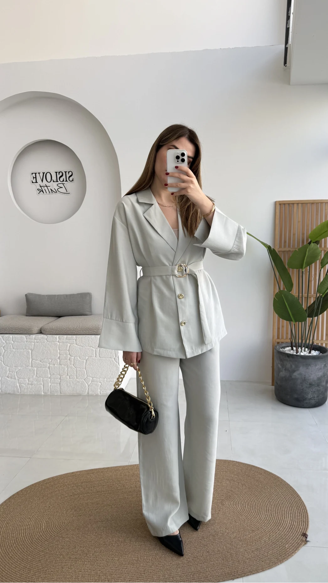 Toka Detay Kemerli Tunik Takım - Mint - Kod: 8927