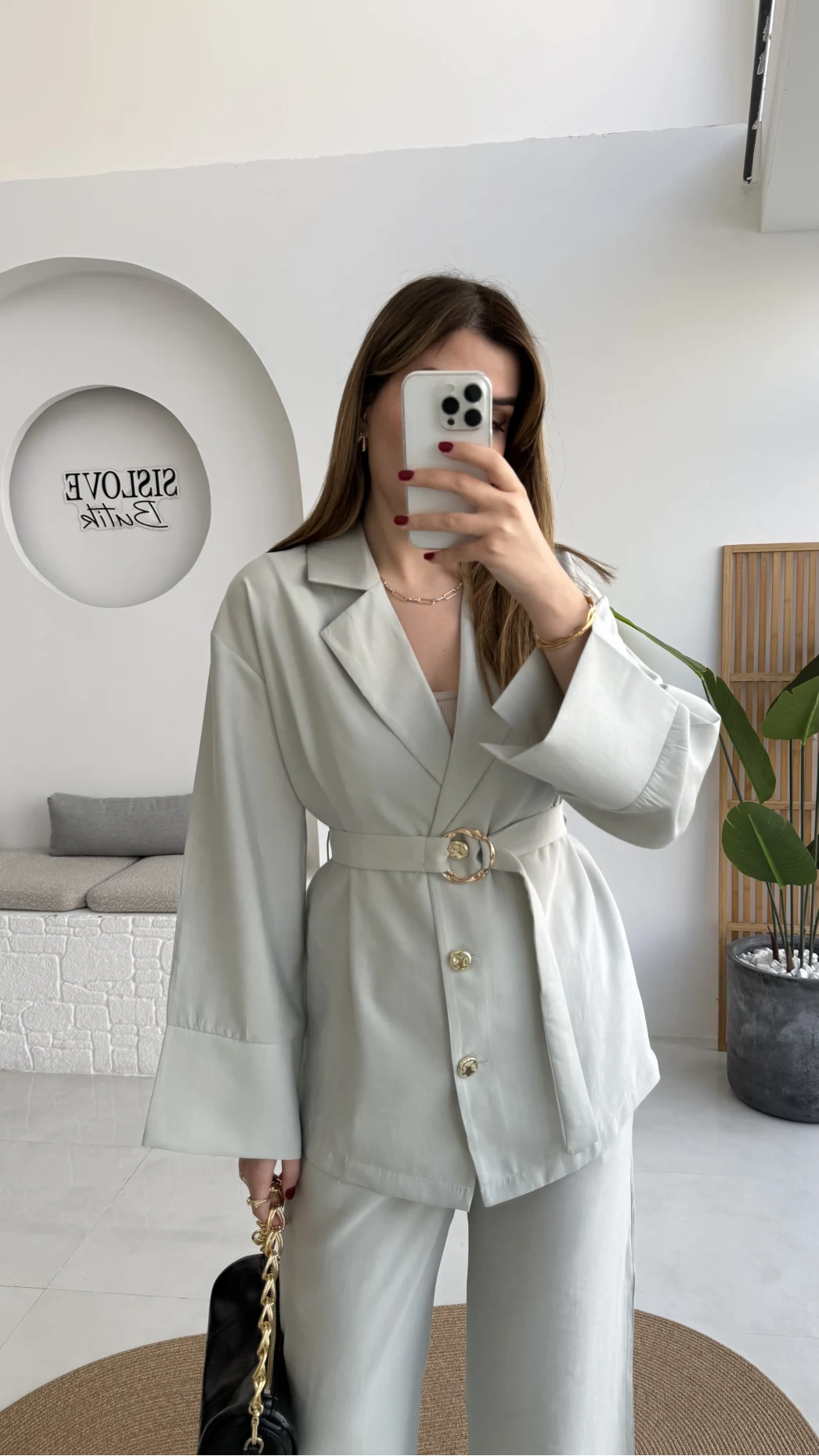 Toka Detay Kemerli Tunik Takım - Mint - Kod: 8927