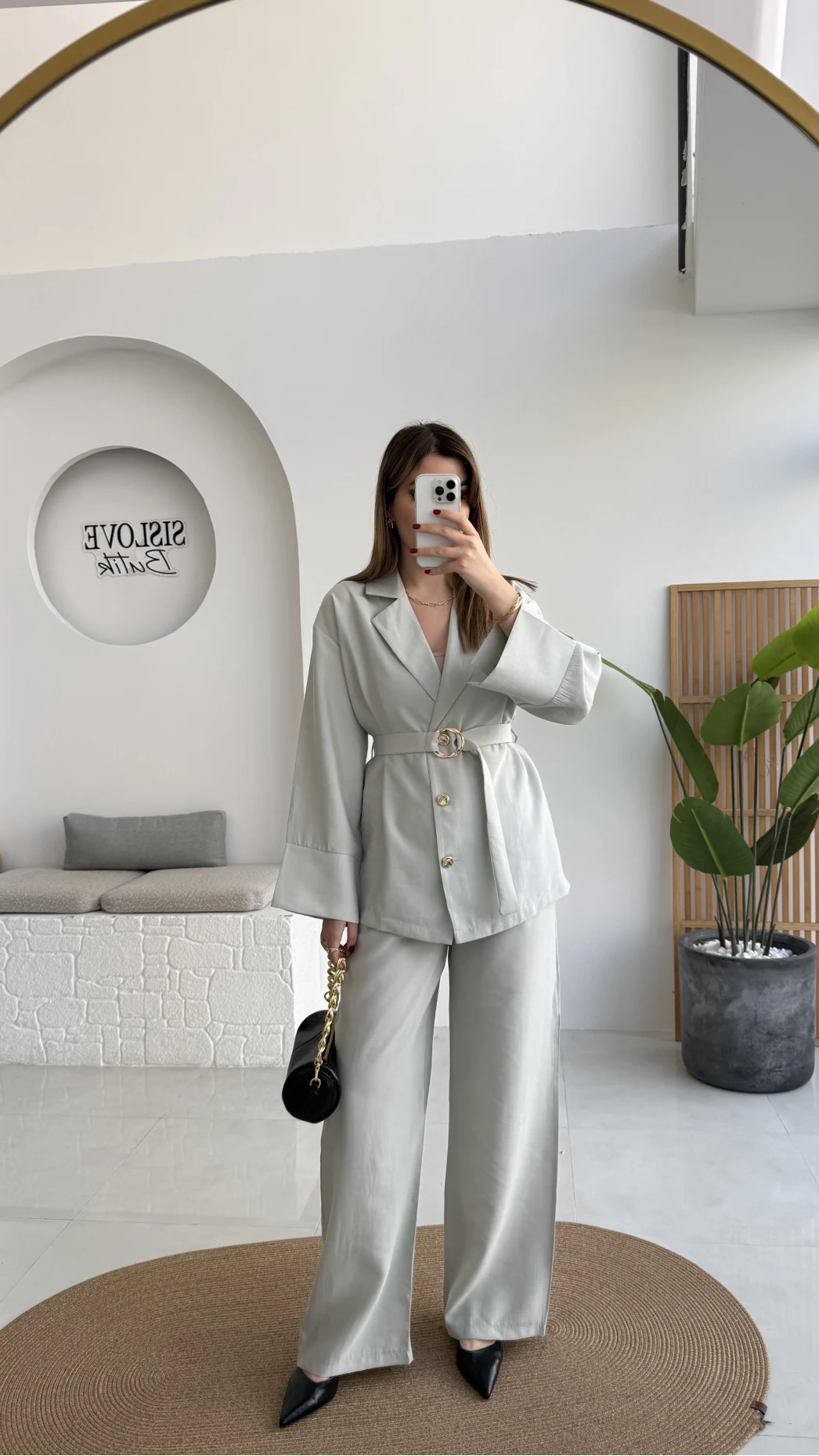 Toka Detay Kemerli Tunik Takım - Mint - Kod: 8927