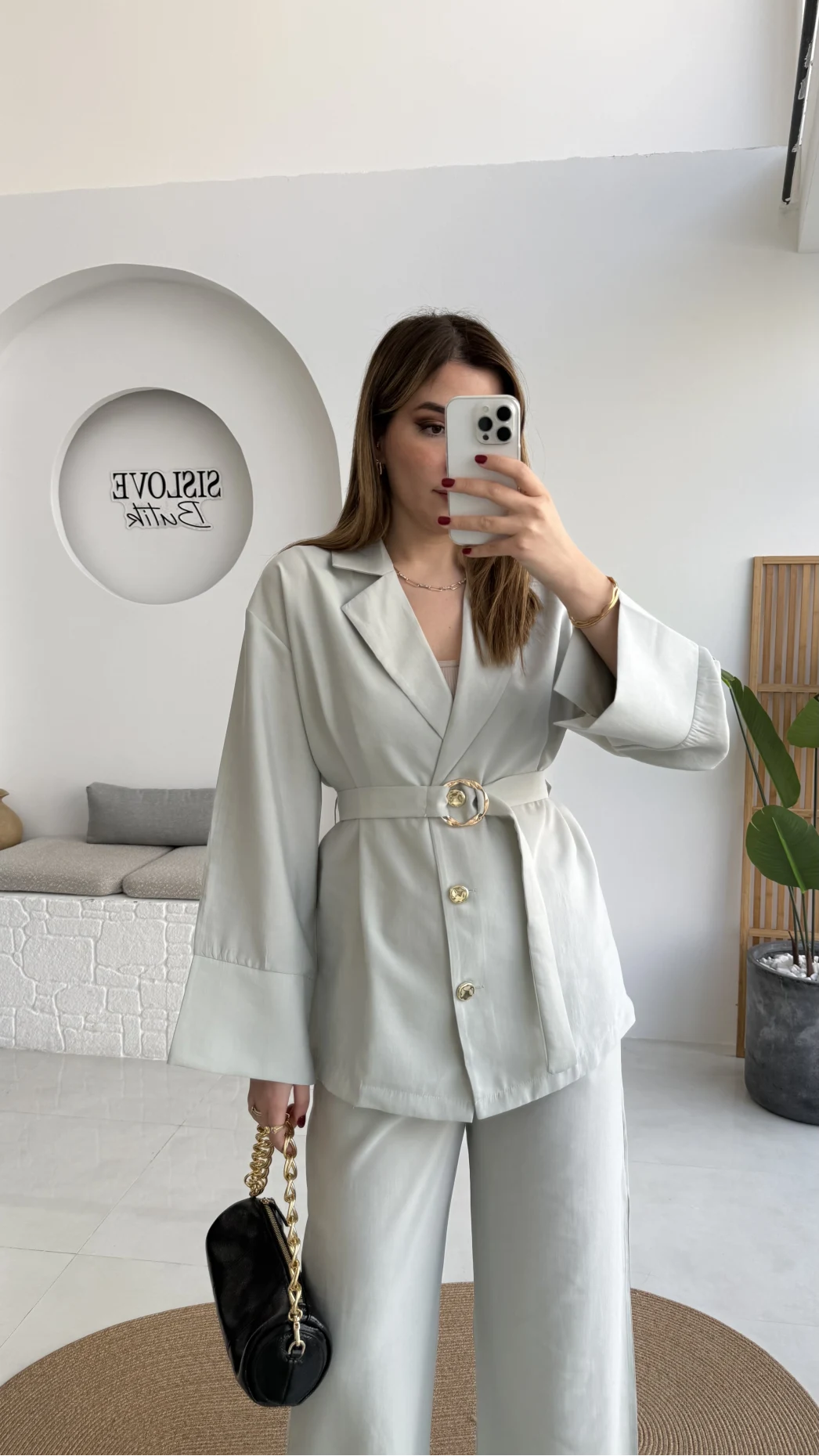 Toka Detay Kemerli Tunik Takım - Mint - Kod: 8927