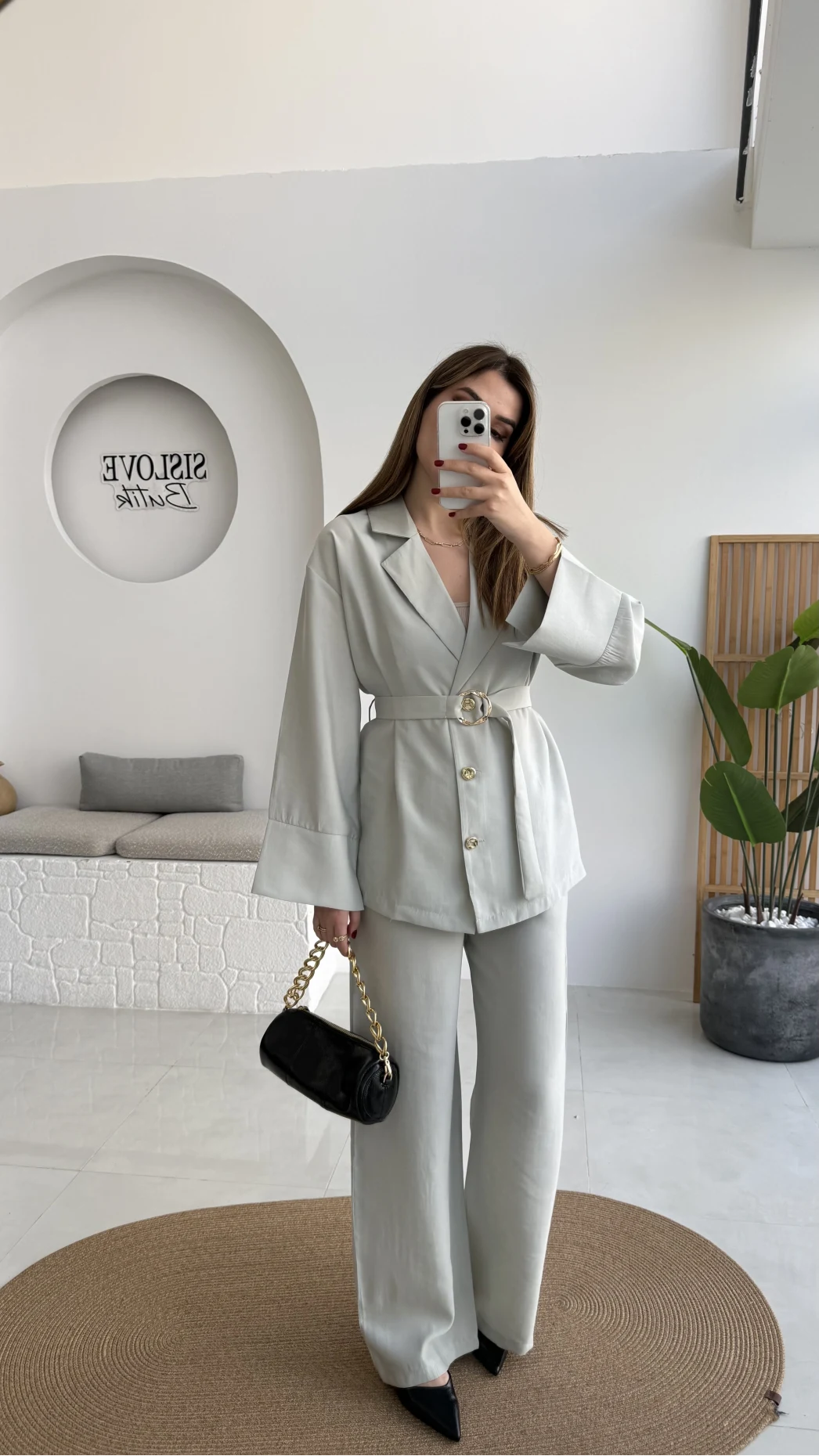 Toka Detay Kemerli Tunik Takım - Mint - Kod: 8927