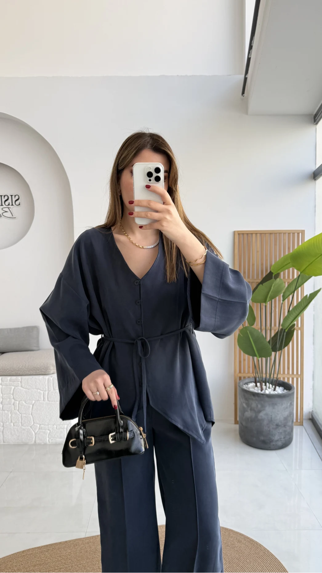 Palermo Bağcıklı Düğmeli Takım - Lacivert - Kod: 8916