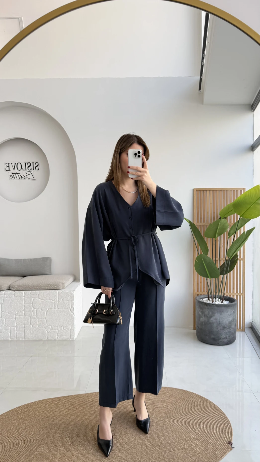 Palermo Bağcıklı Düğmeli Takım - Lacivert - Kod: 8916