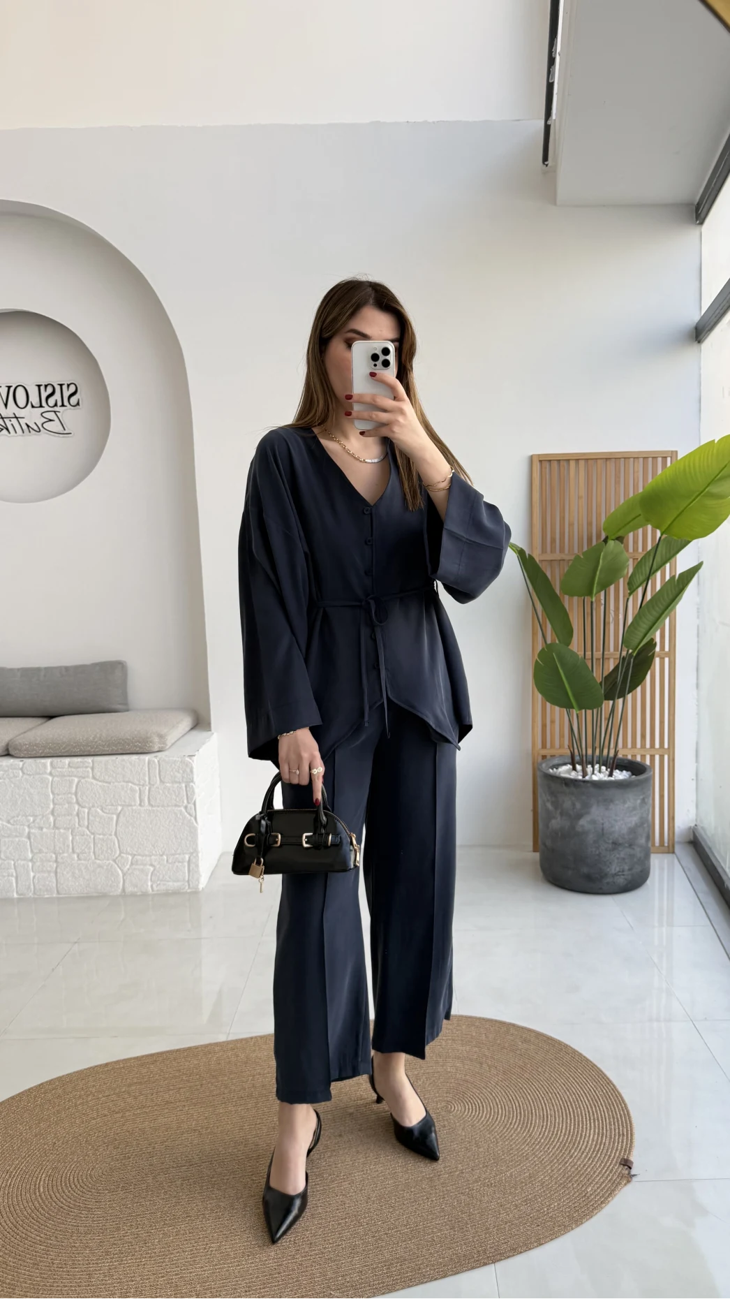 Palermo Bağcıklı Düğmeli Takım - Lacivert - Kod: 8916