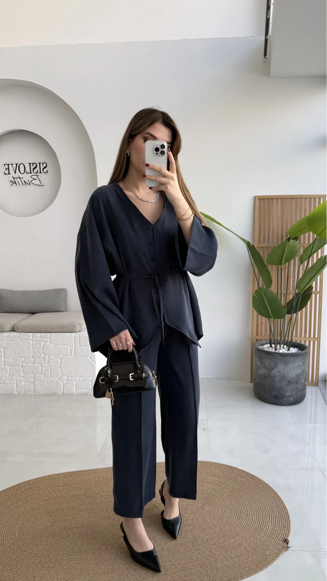 Palermo Bağcıklı Düğmeli Takım - Lacivert - Kod: 8916