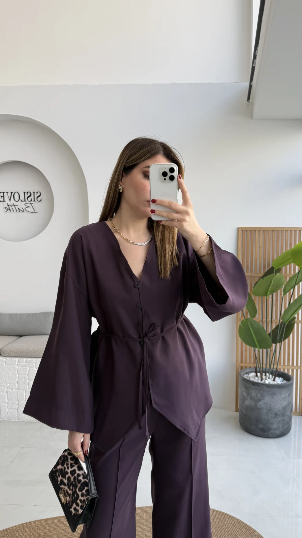 Palermo Bağcıklı Düğmeli Takım - Mürdüm - Kod: 8916