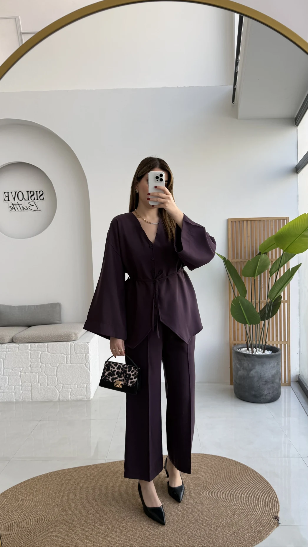 Palermo Bağcıklı Düğmeli Takım - Mürdüm - Kod: 8916