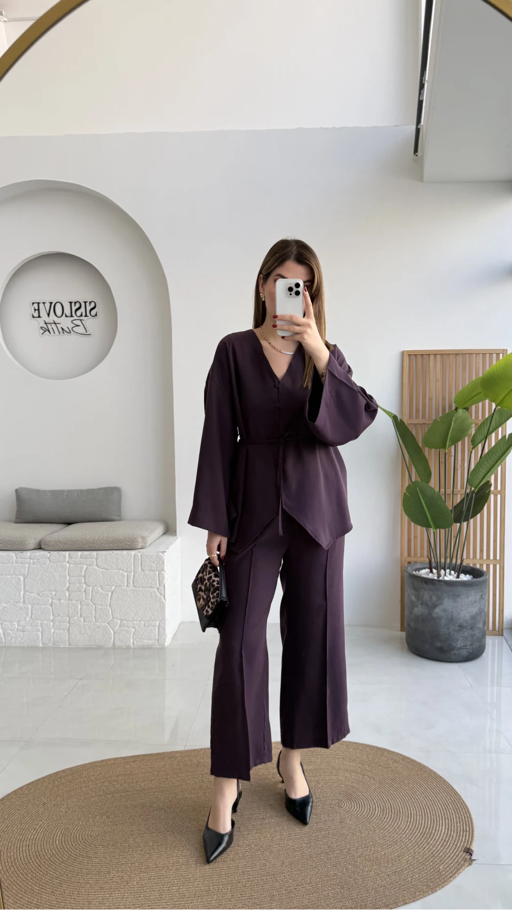 Palermo Bağcıklı Düğmeli Takım - Mürdüm - Kod: 8916