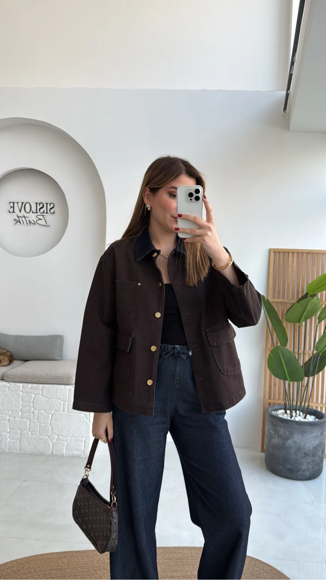 Blondie Düğmeli Denim Ceket - Acı Kahve - Kod: 2050