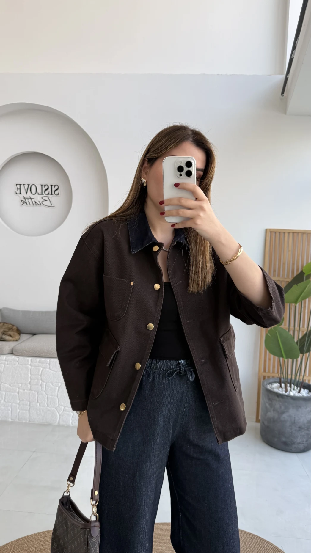 Blondie Düğmeli Denim Ceket - Acı Kahve - Kod: 2050