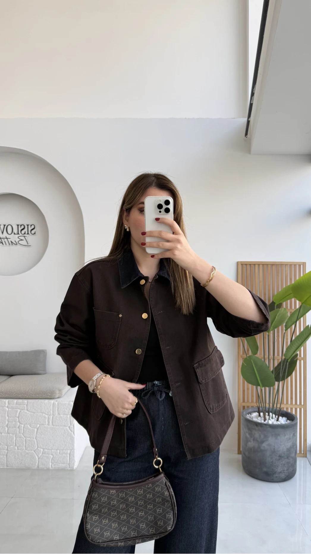 Blondie Düğmeli Denim Ceket - Acı Kahve - Kod: 2050