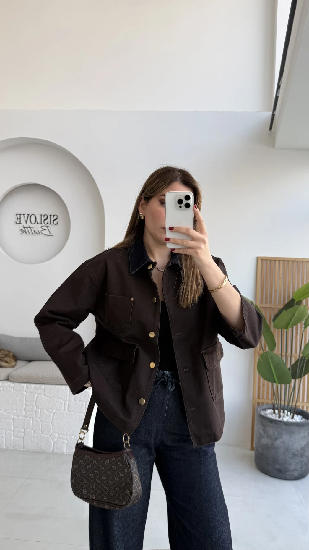 Blondie Düğmeli Denim Ceket - Acı Kahve - Kod: 2050