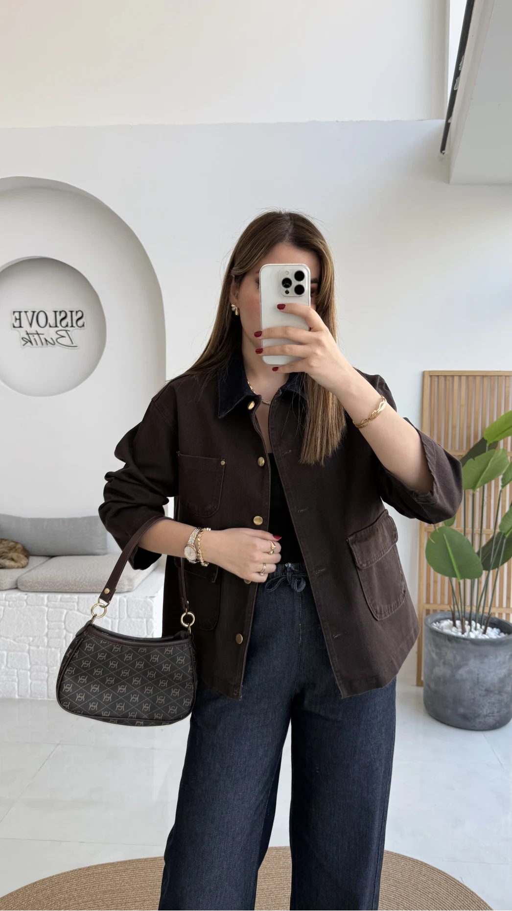 Blondie Düğmeli Denim Ceket - Acı Kahve - Kod: 2050