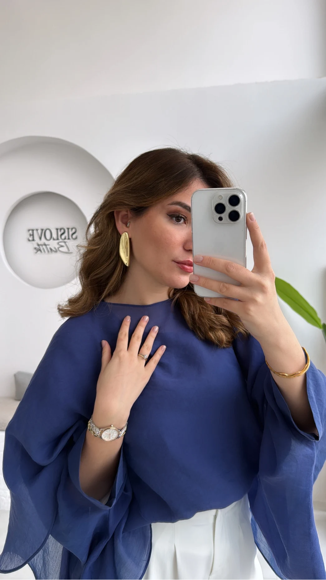 Uçuşan Pelerin Bluz - Lacivert - Kod: 5026