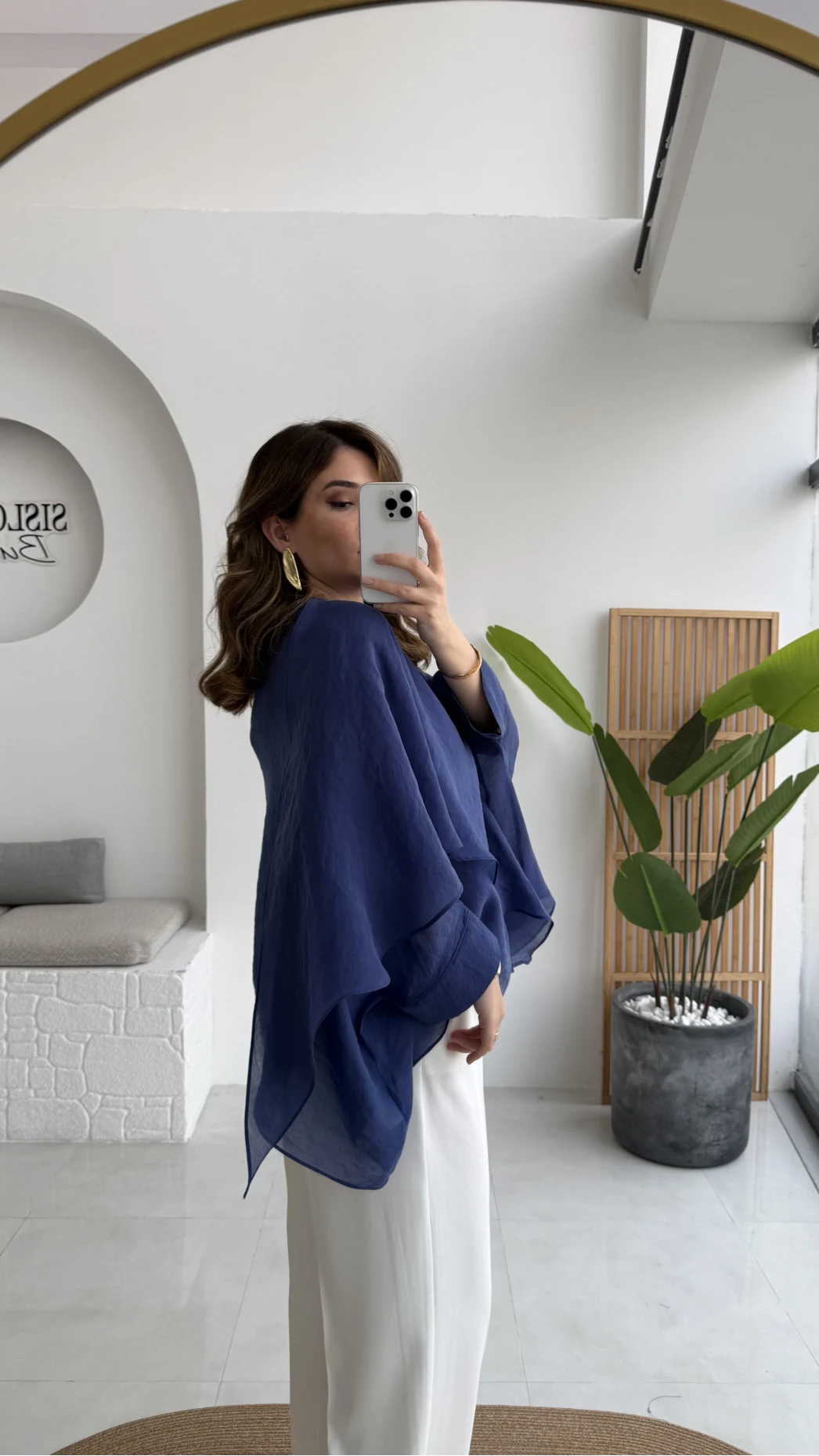 Uçuşan Pelerin Bluz - Lacivert - Kod: 5026