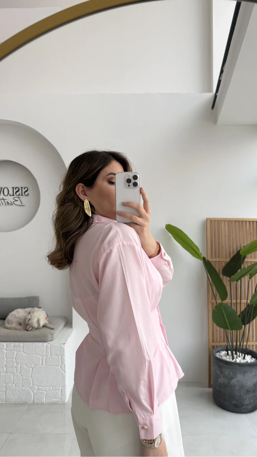 Missy Beli Pile Detay V Yaka Gömlek - Pembe - Kod: 2222