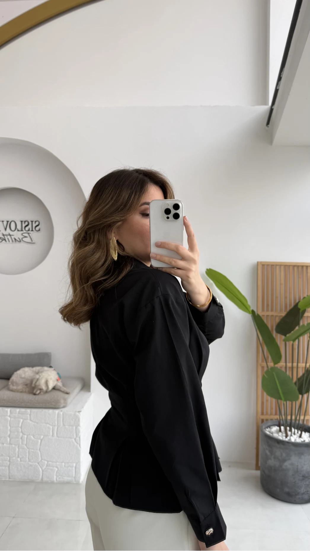 Missy Beli Pile Detay V Yaka Gömlek - Siyah - Kod: 2222