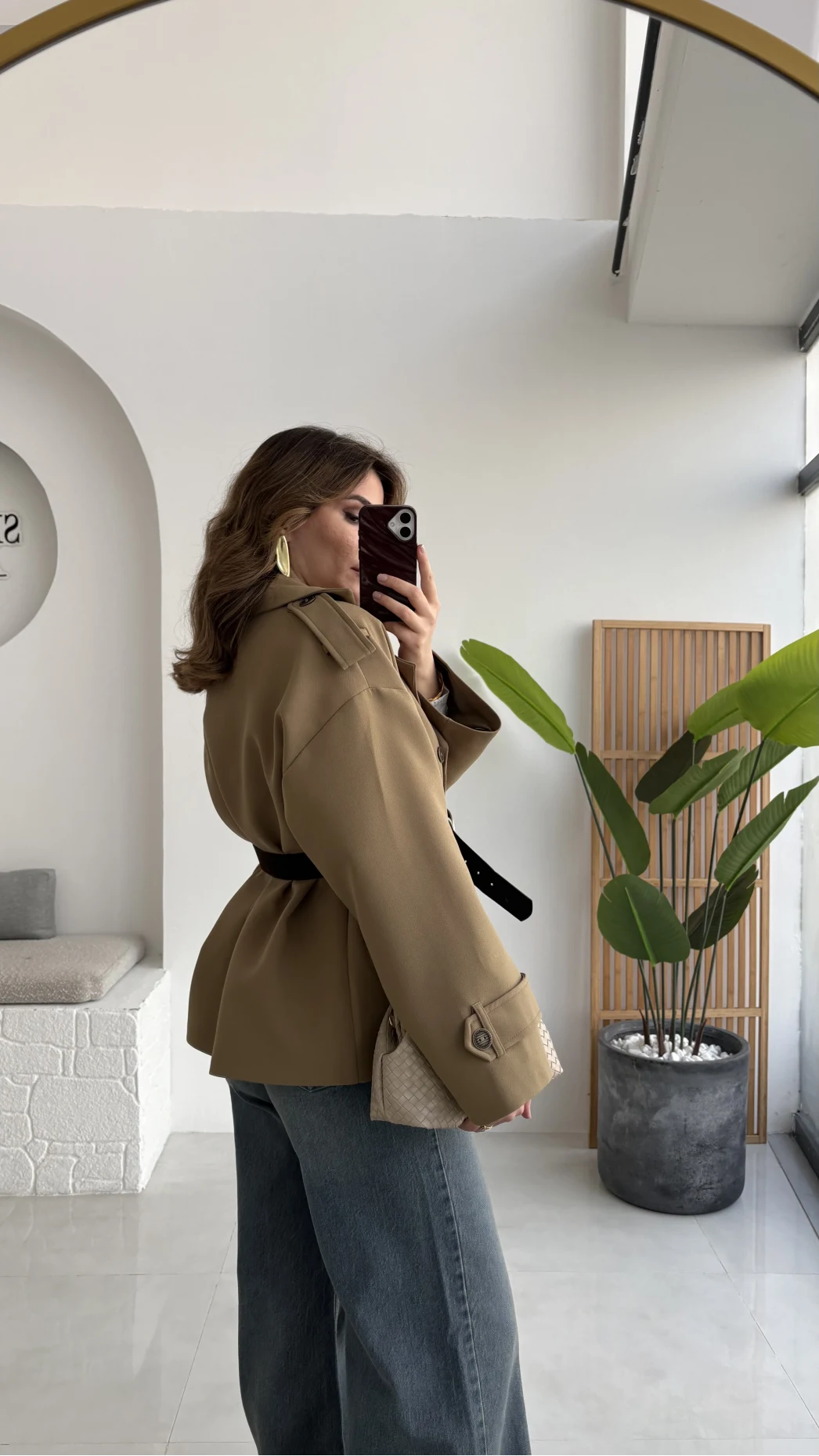 Prudence Kemerli Oversize Blazer Ceket - Olive - Kod: 9719