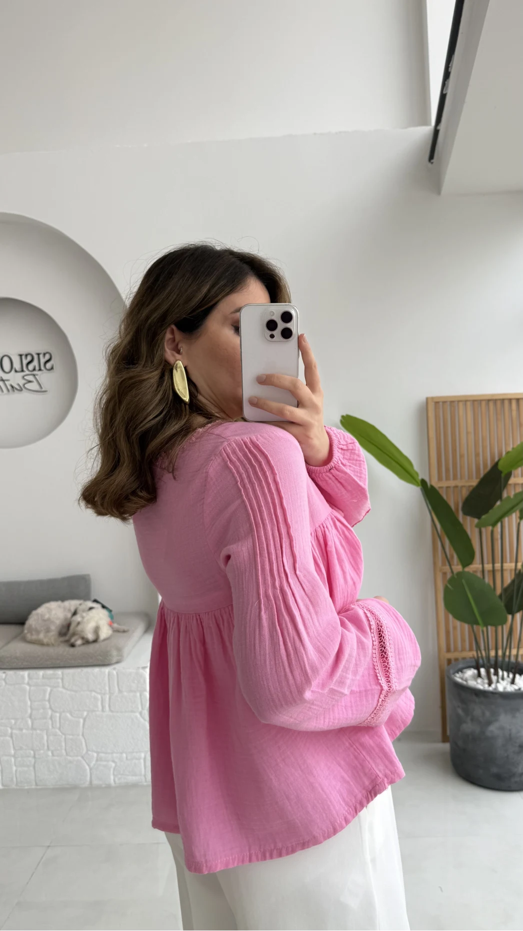 Peri İnci Detay Pembe Bluz