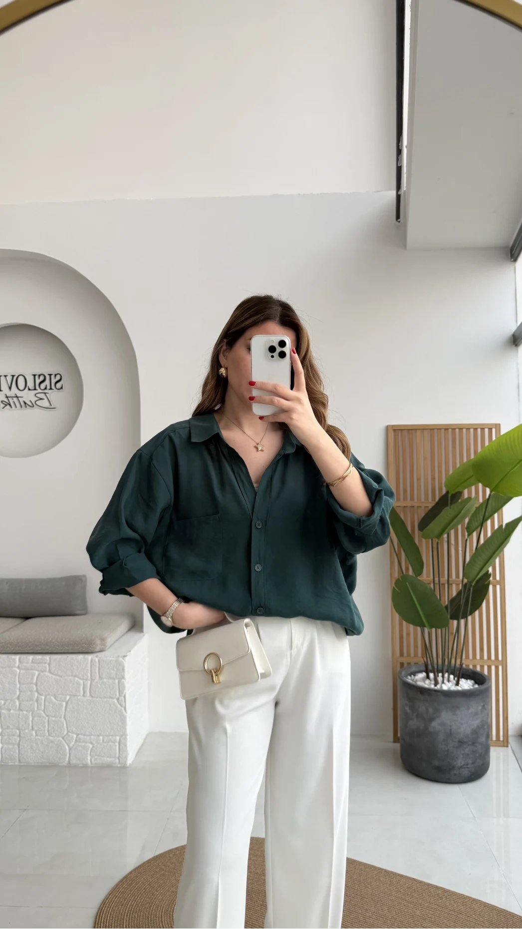 Zümrüt Yeşili Oversize Tensel Gömlek Kod: 4612