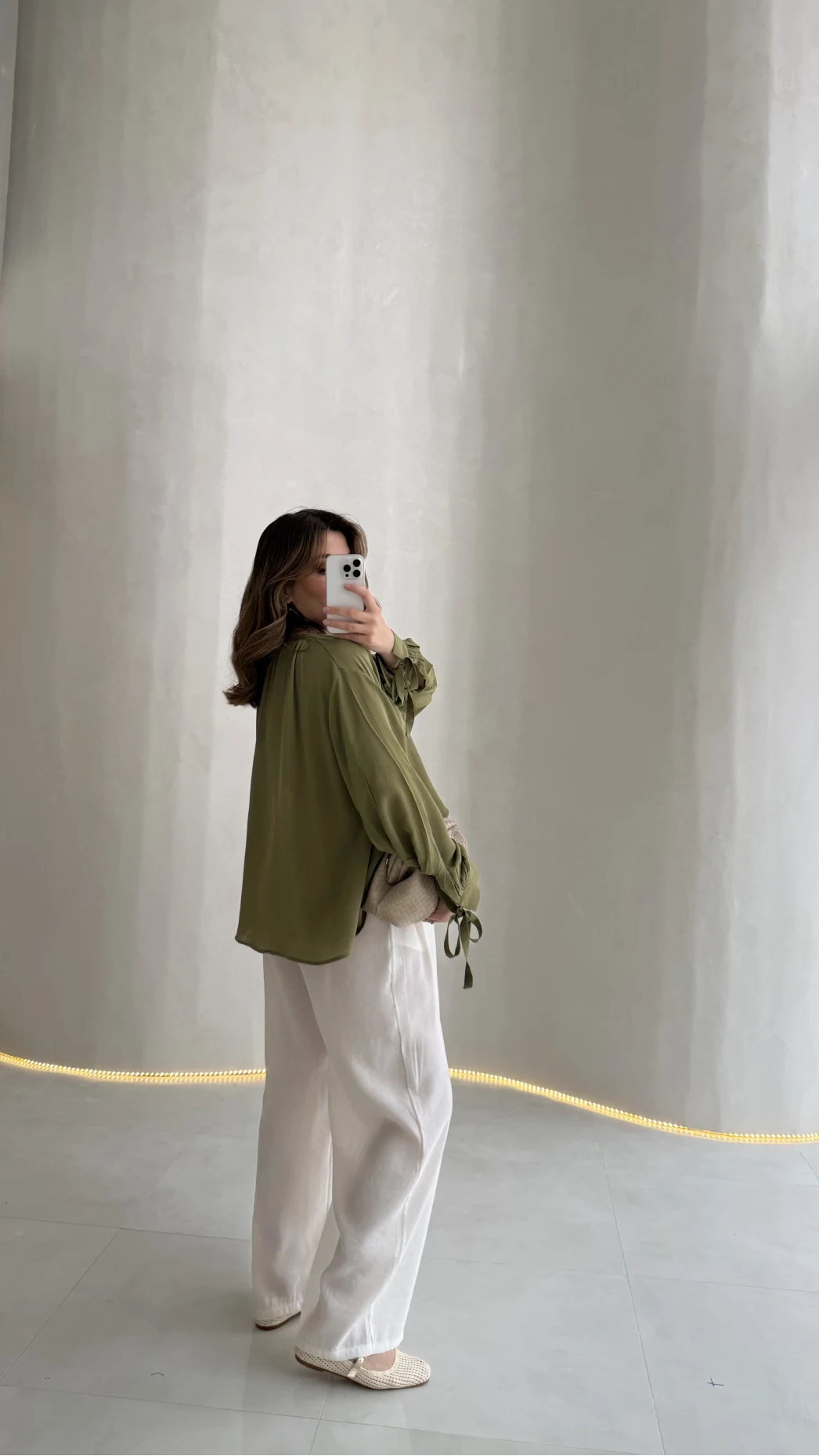 Menessa Bol Paça Beli Lastikli Transparan Pantolon - Ekru - Kod: 3720