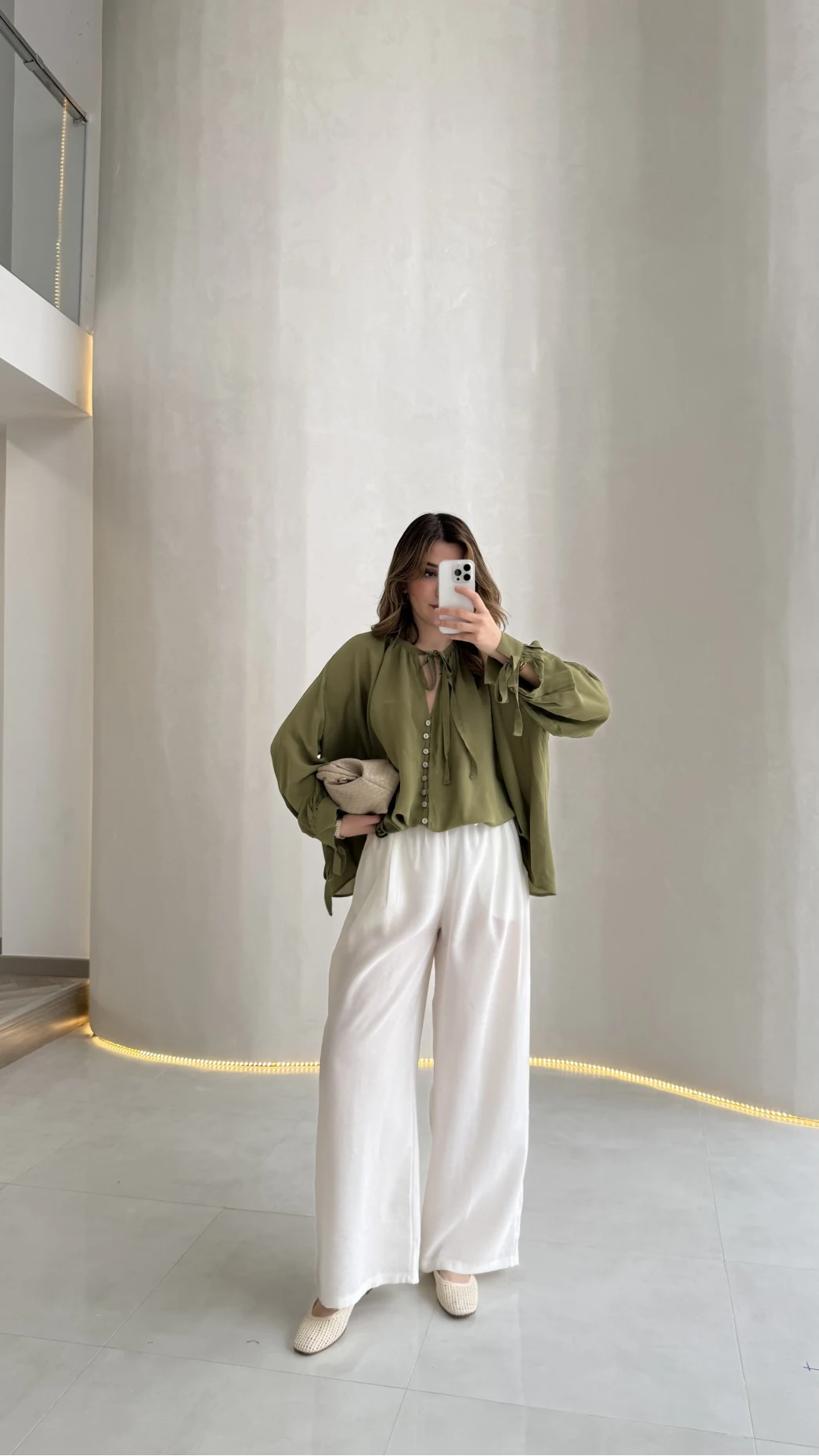 Menessa Bol Paça Beli Lastikli Transparan Pantolon - Ekru - Kod: 3720