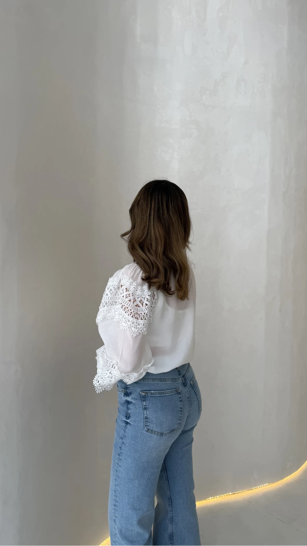 Sora Dantel Detay Balon Kol Gömlek - Beyaz - Kod: 39378