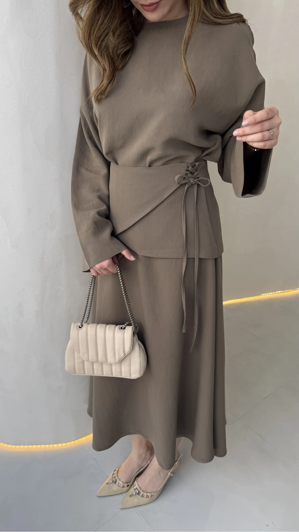 La Fortuna Bel Detay Bağcıklı Takım - Haki - Kod: 9034