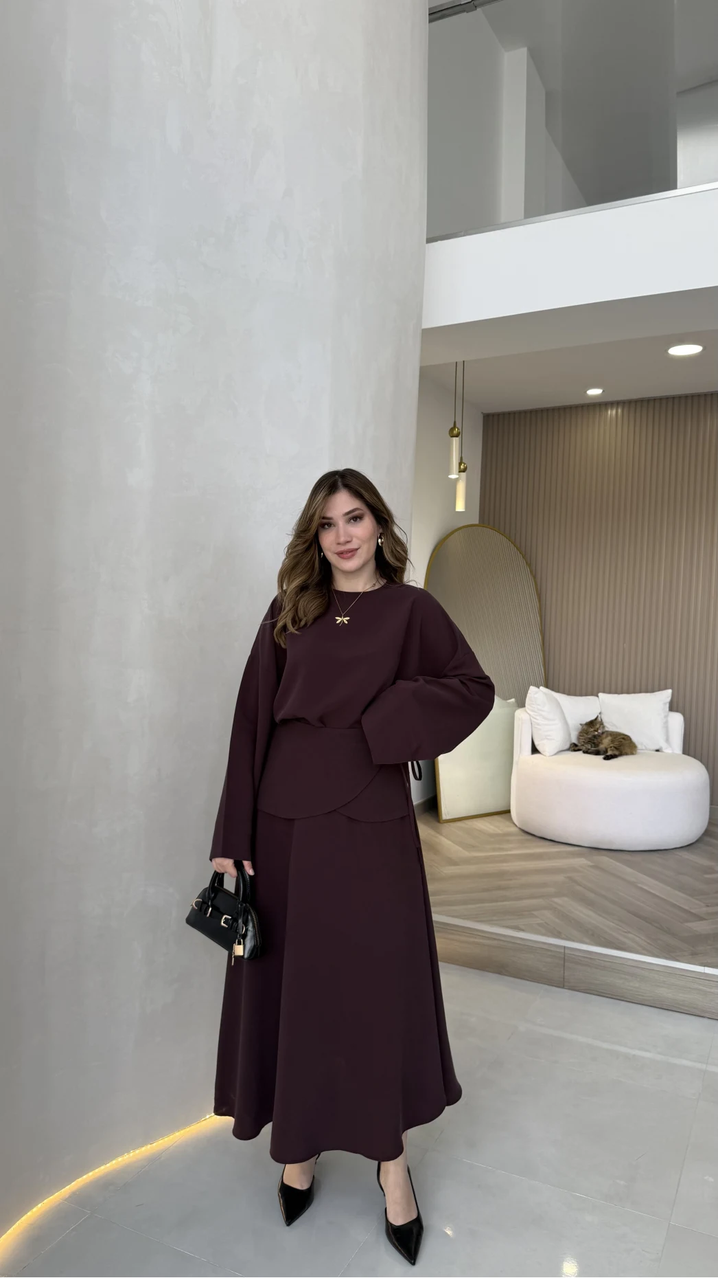 La Fortuna Bel Detay Bağcıklı Takım - Mürdüm - Kod: 9034