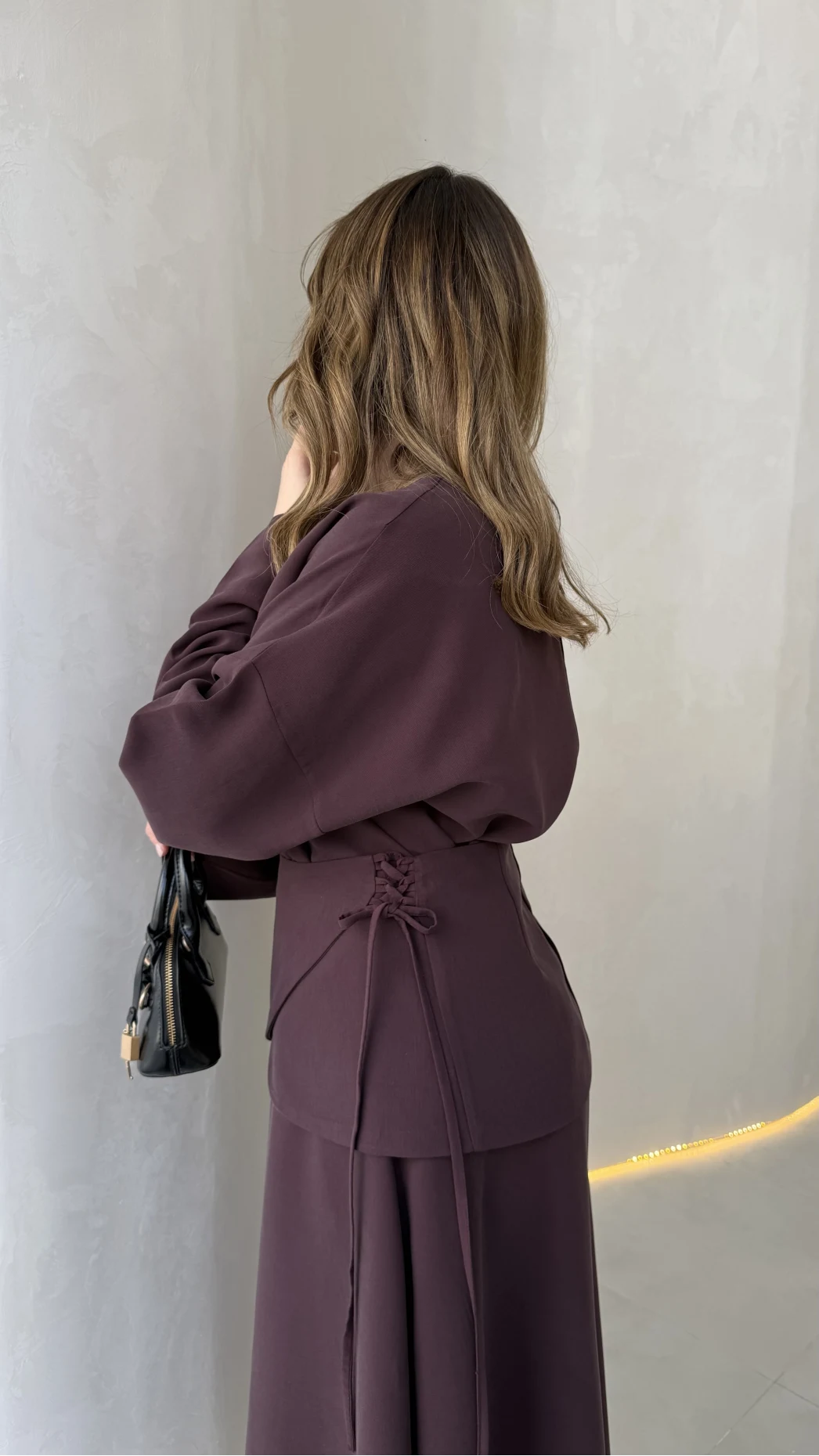 La Fortuna Bel Detay Bağcıklı Takım - Mürdüm - Kod: 9034