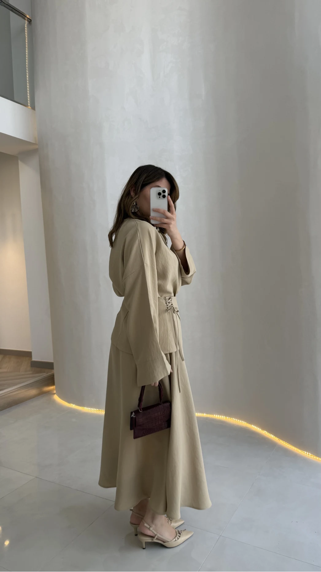 La Fortuna Bel Detay Bağcıklı Takım - Vizon - Kod: 9034