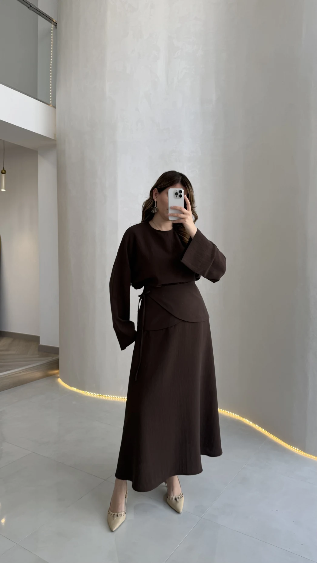 La Fortuna Bel Detay Bağcıklı Takım - Kahve - Kod: 9034