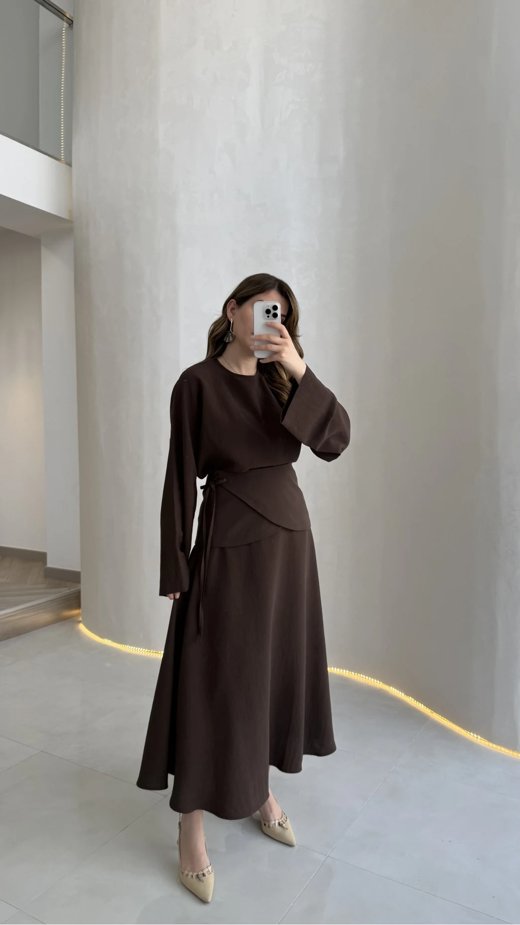 La Fortuna Bel Detay Bağcıklı Takım - Kahve - Kod: 9034