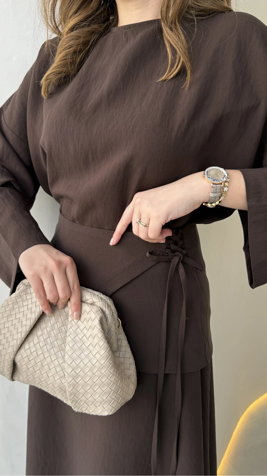 La Fortuna Bel Detay Bağcıklı Takım - Kahve - Kod: 9034