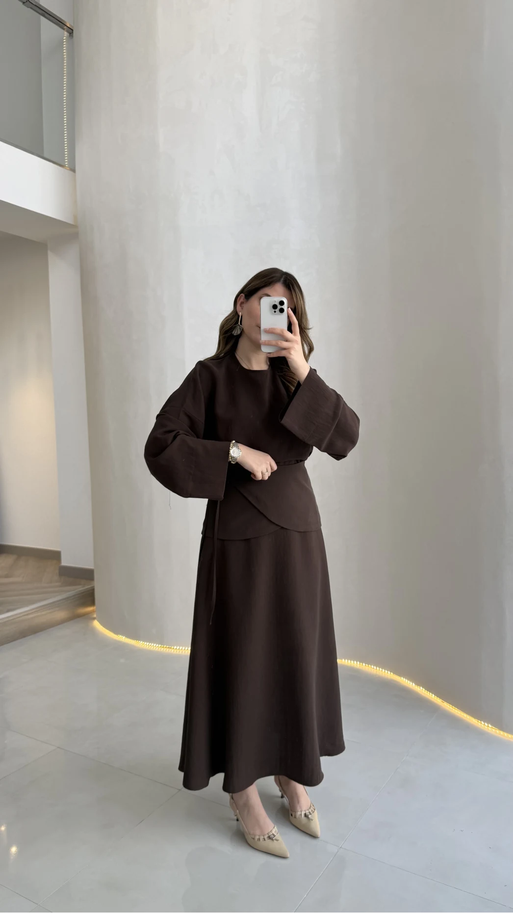 La Fortuna Bel Detay Bağcıklı Takım - Kahve - Kod: 9034