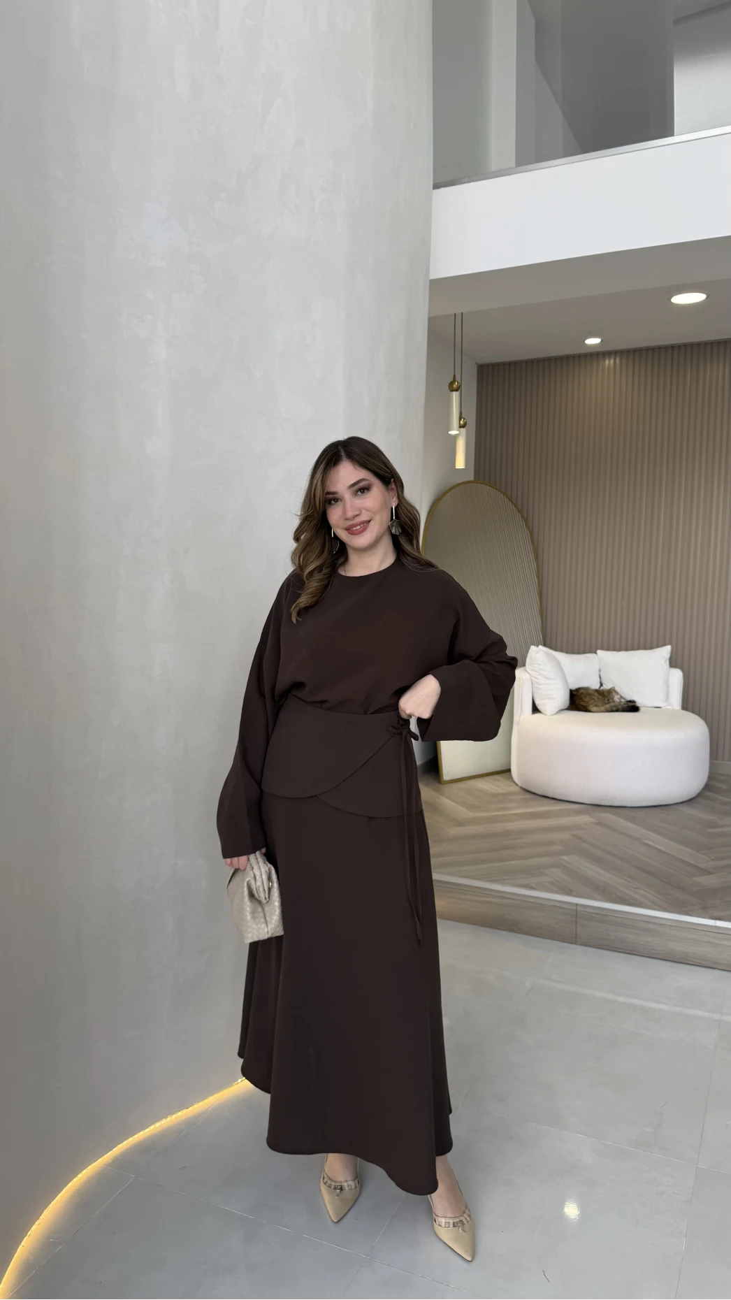 La Fortuna Bel Detay Bağcıklı Takım - Kahve - Kod: 9034