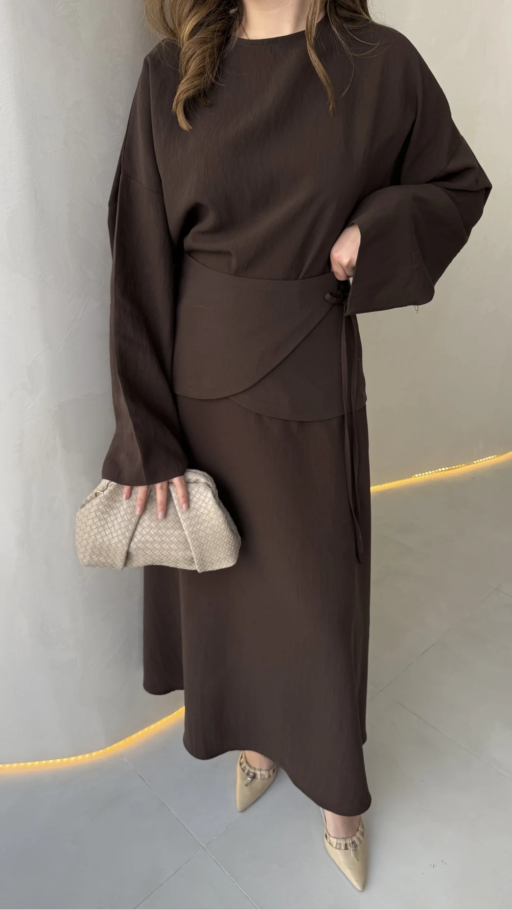 La Fortuna Bel Detay Bağcıklı Takım - Kahve - Kod: 9034