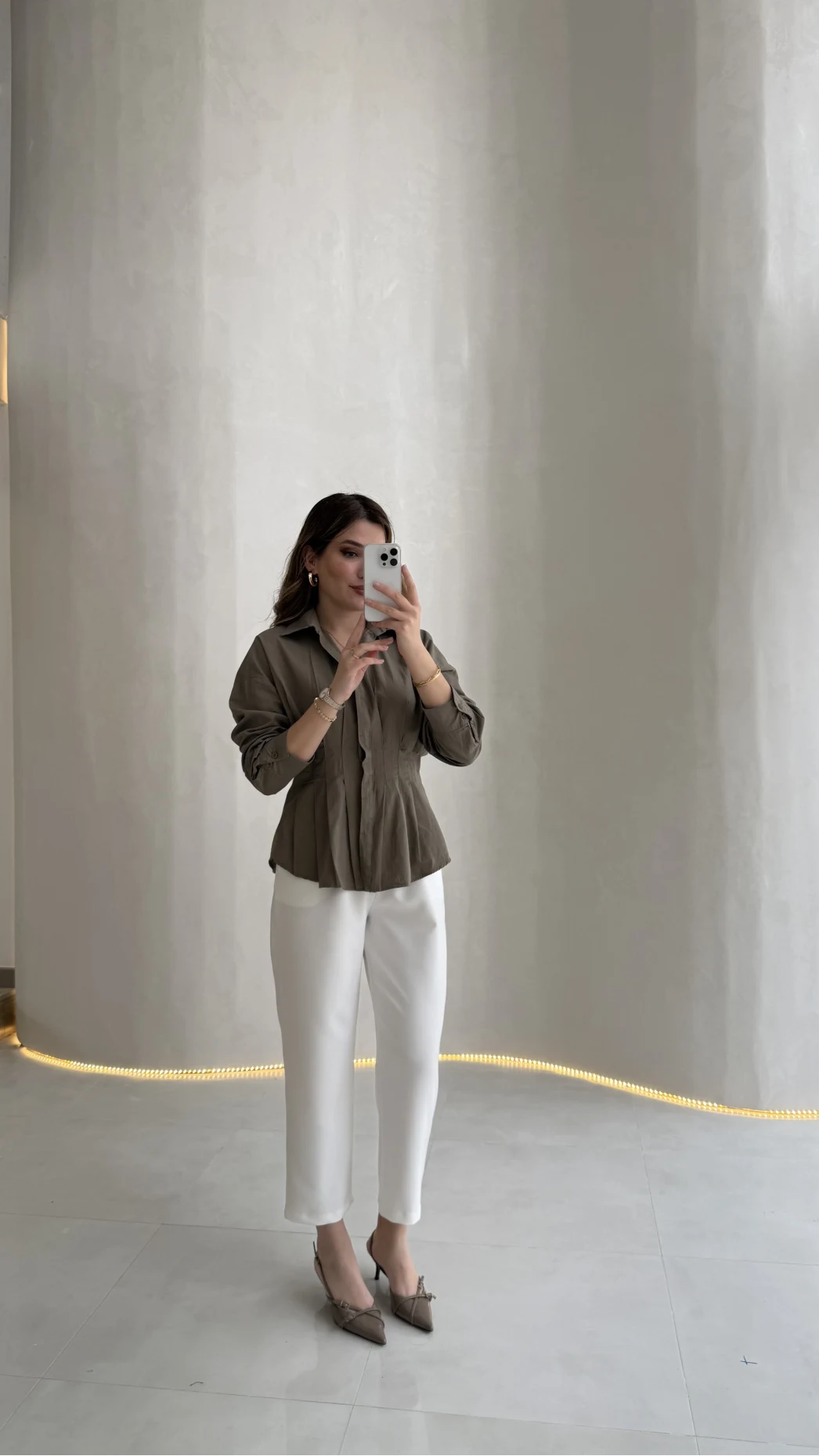 Quz Pile Detaylı Pantolon - Ekru - Kod: 71154